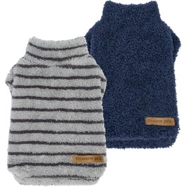 Теплий флісовий светр для собак Fitwarm, 2 шт., зимовий одяг для малих порід, для хлопчиків і дівчаток, сірий і темно-синій, XXL