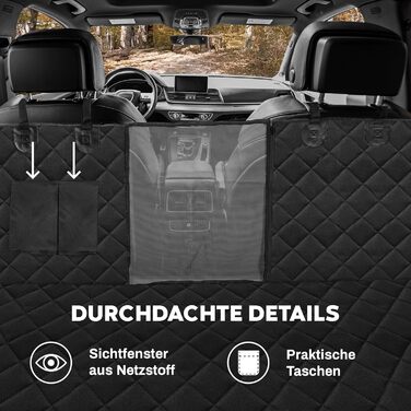Захист для заднього сидіння автомобіля для собак Hainberger: водовідштовхувальний, стійкий до подряпин, з боковим захистом та оглядовим вікном, 137x147 см