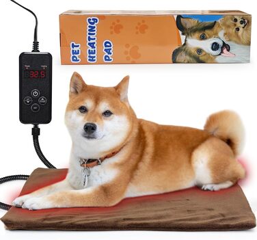 Килимок грілка для тварин NAMOTEK з регулюванням температури та таймером, вологостійкий, 70x40 см, коричневий