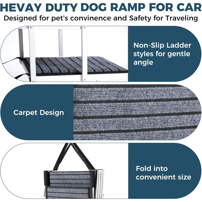 Східці для собак великих порід, широкі, 4 сходинки, складана пандус для собак (сіро-чорний, широкі, з килимом, 2)