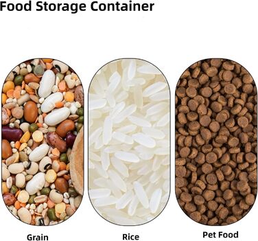 Контейнер для зберігання корму для собак, зерна, рису, борошна: вологостійкий, пластиковий, з кришкою-замком та колесами (сірий)