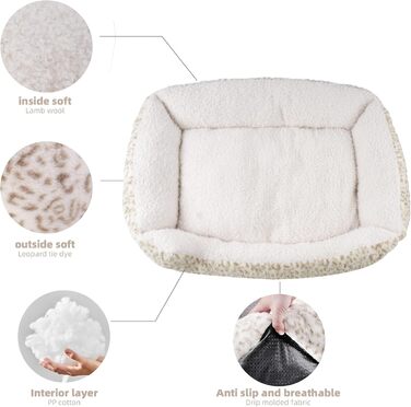 М'яке ліжко для собак Roypet з антиковзким покриттям, для цуценят, собак та котів, прямокутне, з матрацом, колір кремовий, розмір L