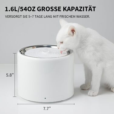 PETKIT Бездротова водяна помпа для автоматичного фонтанчика для котів та собак, з нержавіючої сталі, антибактеріальна
