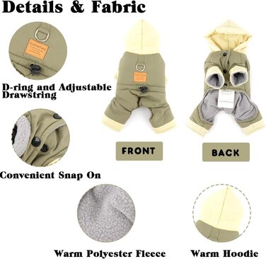 Флісова куртка для собак Ranphy з капюшоном, для маленьких собак, цуценят, з кільцем D, регульованим шнурком, утеплена, тепла, на осінь/зиму, для Чихуахуа, Йоркширського тер'єра, кота, сіра, L