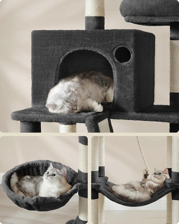 Високий ігровий комплекс для котів Feandrea by Songimcs: дряпальний стовп, лежанка та вежа (161 - 220 см)