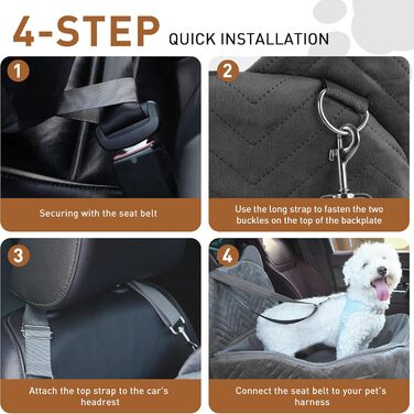 Автокрісло для собак: комфортне та безпечне автокрісло з меморі-піни для собак маленьких та середніх порід, з ременями безпеки та водонепроникним покриттям