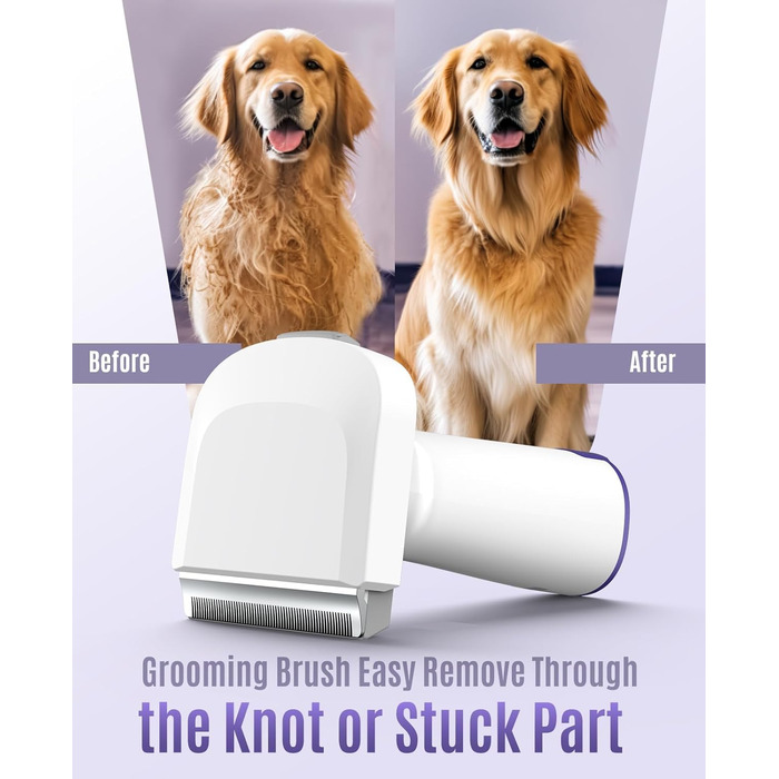 Набір для догляду за собакою Oneisall – пилосос для видалення шерсті з 4 насадками, фіолетовий