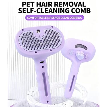 Парова щітка для собак 2025, 4-в-1: щітка-універсал для собак з розпилювачем та УФ-дезінфекцією. Легко видаляє відмерле волосся та бруд під час масажу. (Біла)