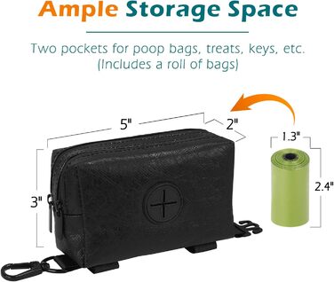Диспенсер для збору відходів тварин PetBonus: водонепроникний диспенсер для собак з місткою кишенькою для ласощів та 15 пакетиків (зелений, чорний)