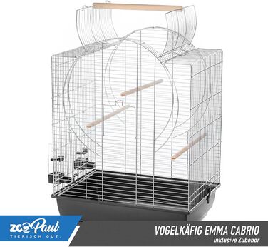 Клітка для птахів Emma Cabrio 72x54x38 см, хром/чорна, для канарок і хвилястих папуг, вольєра з аксесуарами