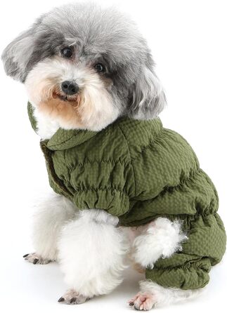 Зимовий теплий комбінезон для собак, водонепроникний, з флісовою підкладкою, для маленьких порід (Йоркширський тер'єр, Чихуахуа), XL, зелений