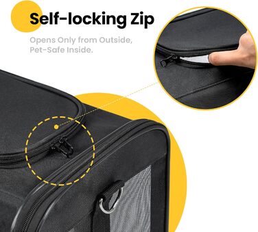 Транспортна переноска для котів та цуценят Conlun - чорна, складна, до 7 кг