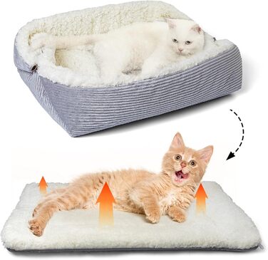 Самогріюче ліжко для котів Ruitena, 2-в-1, для котів та маленьких собак, миється, складається, килимок Pubby