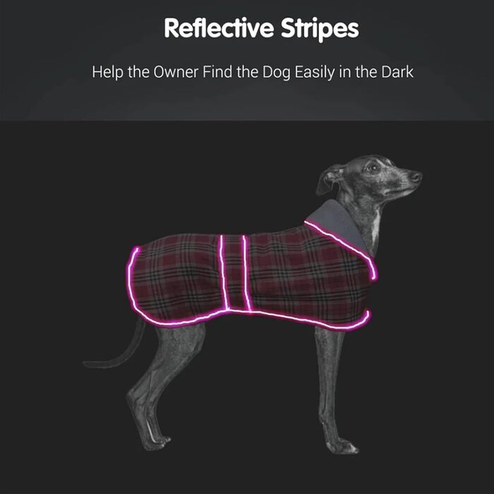 Тепла флісова жилетка для собак середніх та великих порід на зиму. Червона жилетка для собак Greyhound, Whippet з отвором для повідка та світловідбиваючими елементами.