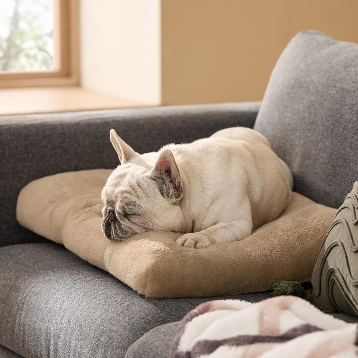 Килимок для собак BEDSURE великого розміру - м'яка лежанка для собак, комфортна матрац для домашніх тварин з неслизьким дном, тепла подушка для великих собак, верблюжий колір, 74x53x8 см