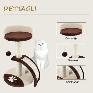 Дерев'яний кігтеточка для котів Beltom® Kratzbaum, 54 см, Коричнево-бежевий