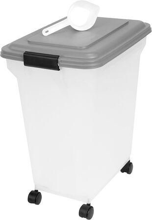 Контейнер для корму Iris Ohyama ATS-L 45л (15кг), сірий. Герметична фідербокс для собак, котів, сухого корму. З міркою, BPA-free