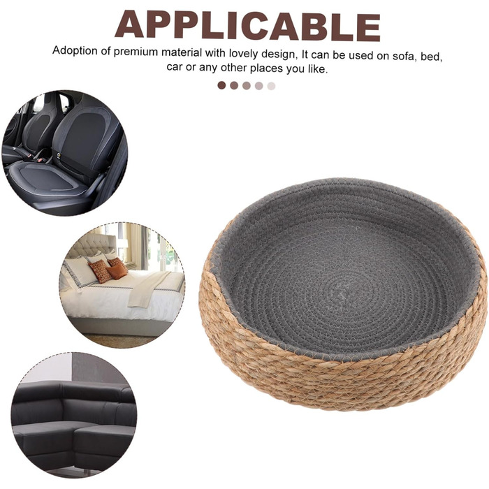 Кругле плете́не ліжко для котів та собак. Натуральне плетіння, будиночок для тварин, прохолодне та дихаюче ліжко, легко мити та підтримує тепло.