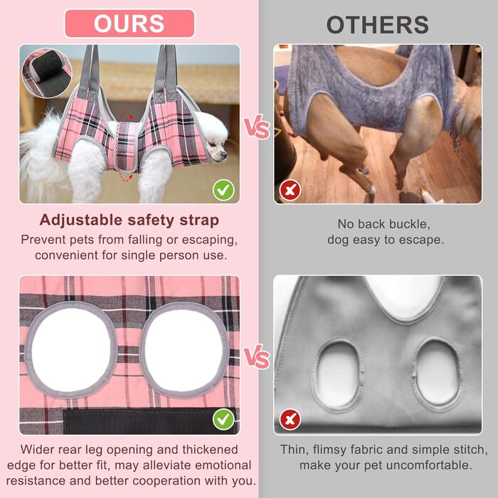 Гамак для грумінгу собак BeautyZoo з регульованою шлейкою та сталевим гребінцем, фіксатор для догляду за тваринами для підстригання нігтів та стрижки, ідеальний гамак для собак для безпечного та безстресового догляду XS (відстань між ногами: 1.8-2.4 м / М