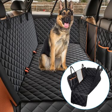 Захисний килимок для собак у машину Amexo, 137x147 см, чорний. Захист заднього сидіння, водовідштовхувальний, стійкий до подряпин, з віконцем.