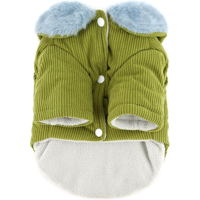 Зунеа Куртка для собак з кордурової тканини, тепла, з флісовою підкладкою, для цуценят, з кільцем D, мила, для холодної погоди, товста, для чихуахуа, зелена, розмір XL