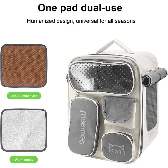 Рюкзак для кота та маленьких собак з вентиляцією, безпечною лінійкою та килимком для тварин