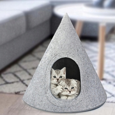 Трикутний фетровий будинок-ліжечко для кота зі знімною подушкою, теплий аксесуар для тварин