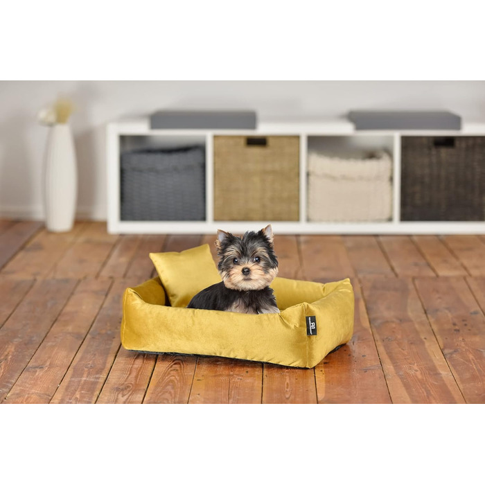 М'яке та зручне ліжко для собак Roé - ліжко-печеринка для маленьких собак, включає пакетики для збору відходів (S, гірчичний)