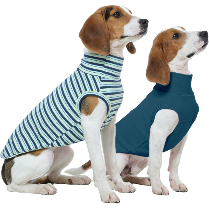 Пуловер для собак Kuoser, 2 шт., XS, флісова жилетка, теплий одяг для маленьких собак, темно-синій та смугастий, XS
