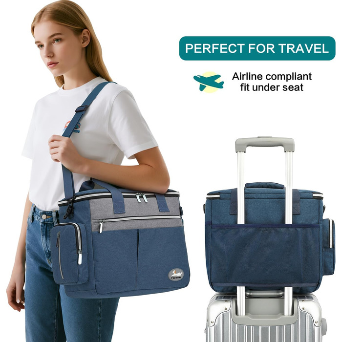 Тайхойін Сумка-переноска для собак, подорожі, комплект для догляду: 2 місткості для корму, 2 складані миски, килимок, кишеня для ласощів, зелено-блакитний