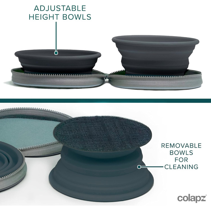 Складані миски для собак Colapz 2 шт. з чохлом для подорожей - портативні миски для води та корму для собак та котів, силікон, придатні для миття в посудомийній машині, кемпінг та відпочинок на природі