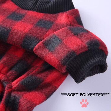 Піжама для собак Oncpcare з флісу, теплий халат, комбінезон, сорочка, одяг з бавовни для маленьких собак та котів, чорний/червоний в клітинку, розмір M