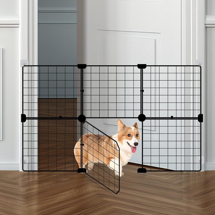 Сітчасті ворота для домашніх тварин, ворота для собак, дротяні огорожі, портативні вольєри для собак (90 x 60 см), 6 шт.