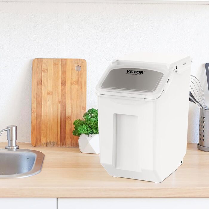 Контейнер для зберігання VEVOR 15 л з кришкою та колесами, герметичний, для продуктів (рис, борошно, цукор, горіхи, корм)