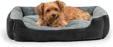 Килимок для собак Lionto з двостороннім подушками та неслизьким дном, міцний лежак для домашніх тварин з глибоким входом, підходить для собак та котів будь-якого віку, 75x60 см, м'який лежак для собак, чорний/сірий, розмір 75 x 60 x 19 см