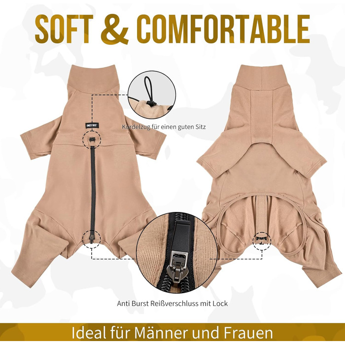 OneTigris Піжама для собак, теплий комбінезон для великих та середніх собак, коричневий L