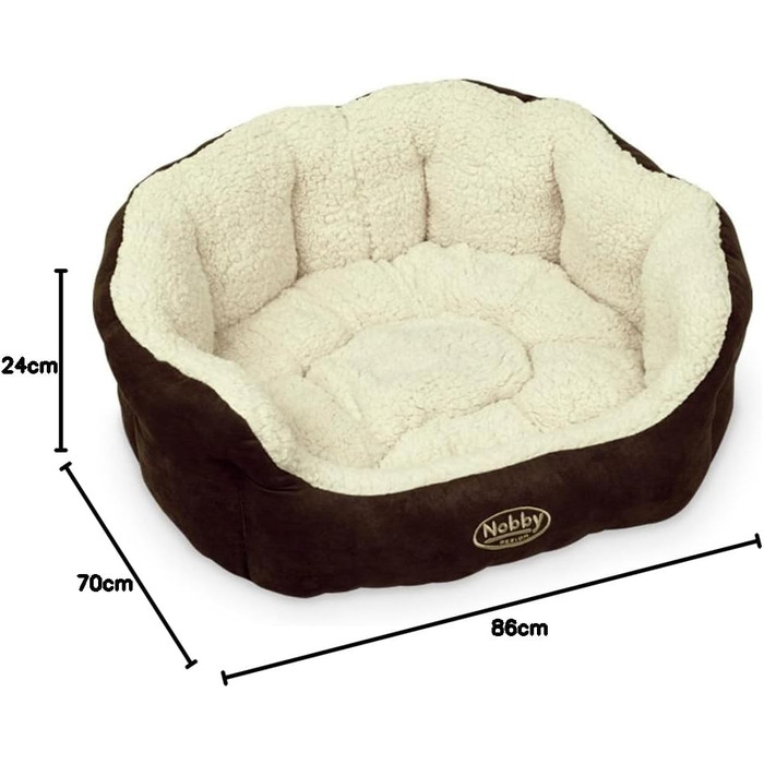 Ліжко для собак Nobby Taika, 66 x 57 x 22 см, коричневий/вовняно-білий, розмір L 86 x 70 x 24 см