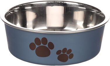 Персоналізований миска для собак з нержавіючої сталі 2200 мл – протиковзкий кільце – для великих собак – з іменем – Petslino (Металево-блакитний, XS)