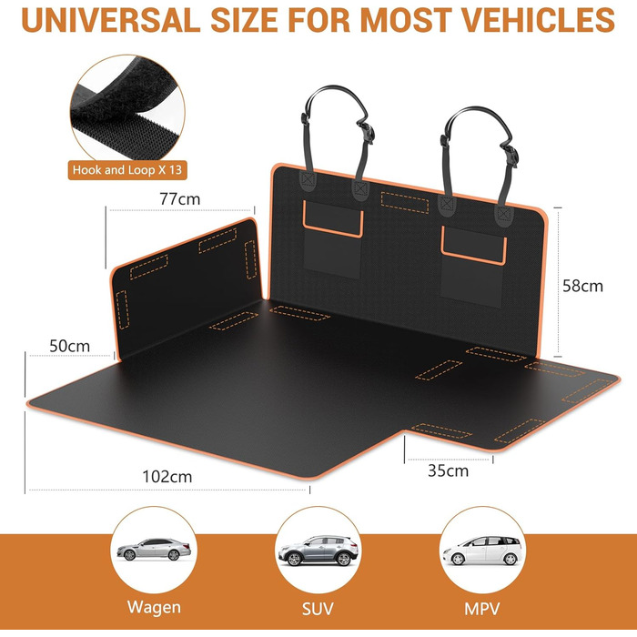 Захист для багажника автомобіля від бруду та подряпин для собак, універсальний, 185x102 см, 600D, водонепроникний, стійкий до подряпин, для авто, SUV, Van (Помаранчевий)