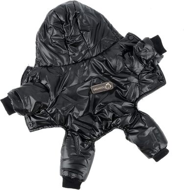 PAIDEFUL Зимовий теплий пуховик для собак - куртка з капюшоном, водонепроникна, для чихуахуа та інших маленьких порід, чорний, S (довжина спини 20 см, обхват грудей 32 см)