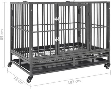 Клітка для собак з колесами vidaXL, сталева, 102x72x85 см, транспортна переноска