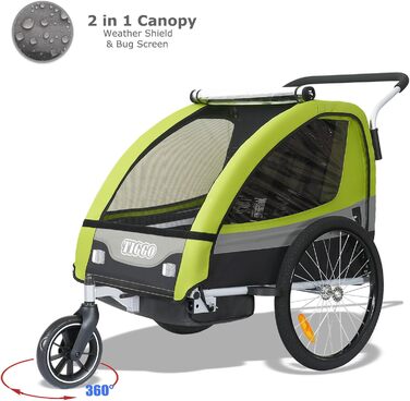 Дитячий причіп Tiggo 2-в-1 для велосипеда, Jogger, 50402 (Зелений)