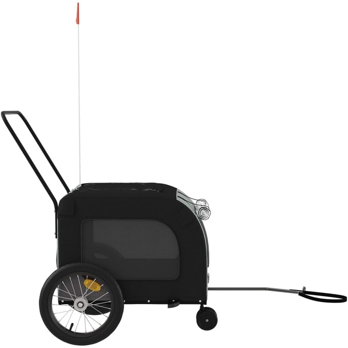 Причіп для велосипеда ZEYUAN для собак чорного та сірого кольорів, оксфордська тканина та метал, вантажний причіп, ручний візок, вантажний велосипедний причіп