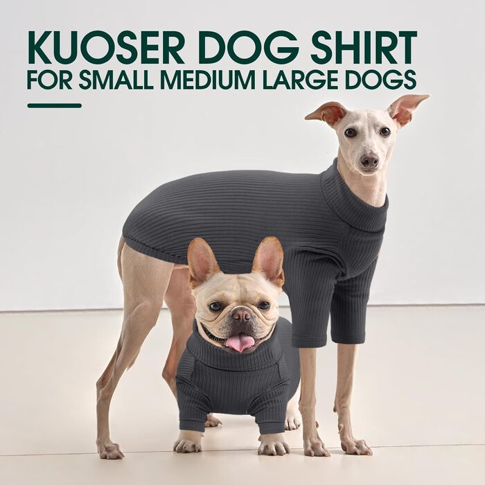 Теплий зимовий одяг для собак Kuoser: светр-піжама з довгими рукавами, сірий, розмір 2XL