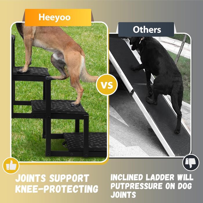 Сходинка для собак у машину - широка, складна, з антиковзаючою поверхнею, для великих собак, підходить для авто, SUV, вантажівок, витримує до 113 кг, 6 сходинок