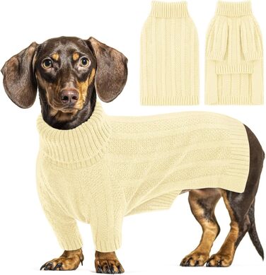 Теплий в'язаний пуловер для собак маленьких порід Queenmore (S, слонова кістка)