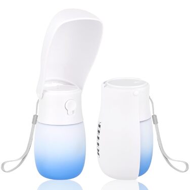Турбувальна пляшка для води для собак і котів JOPHEK 300мл з фільтром з активованого вугілля, блакитно-біла, для прогулянок, подорожей та кемпінгу