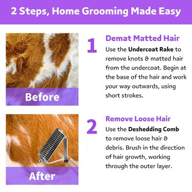 Щітка для догляду за шерстю 2-в-1, 20 зігнутих зубців, інструмент для видалення шерсті з довгої шерсті домашніх тварин, середньої жорсткості