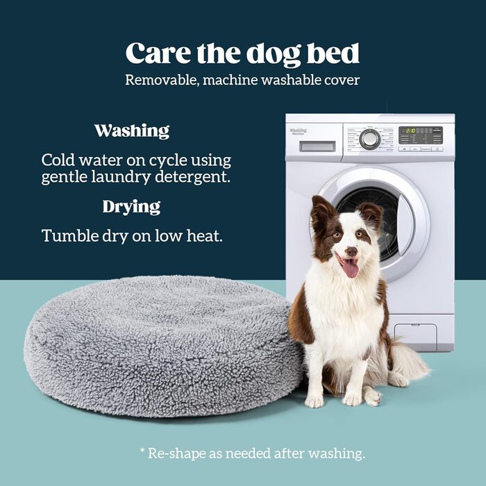 Лежанка для собак з міцного матеріалу, стійка до кусання - кругла, пухнаста, для агресивних собак, 63 см, сірий колір