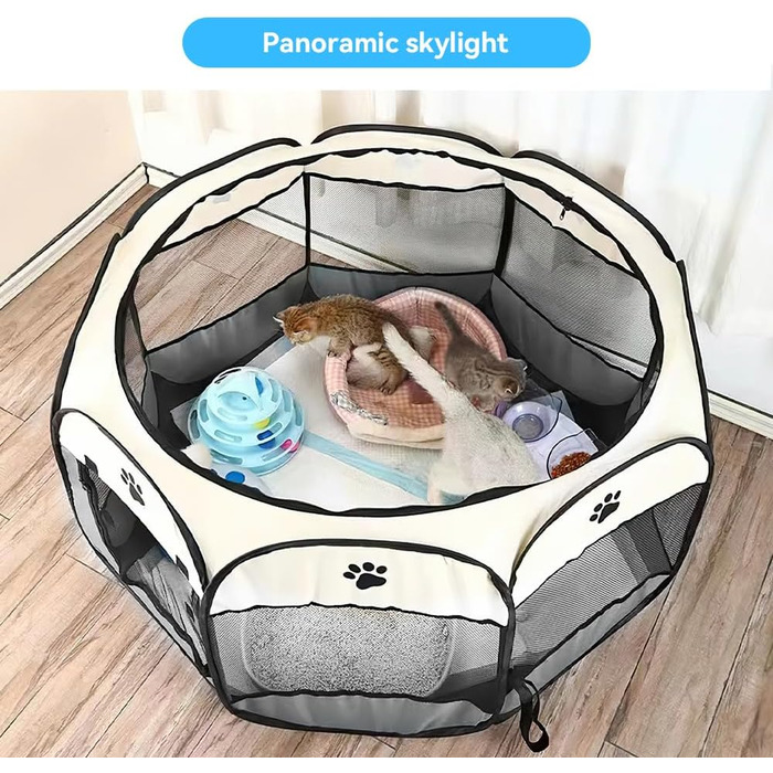 Вольєр для цуценят Dhqkqg, складаний вольєр для собак, 74x74x43 см, сірий. Підходить для собак, цуценят, котів та дрібних тварин.